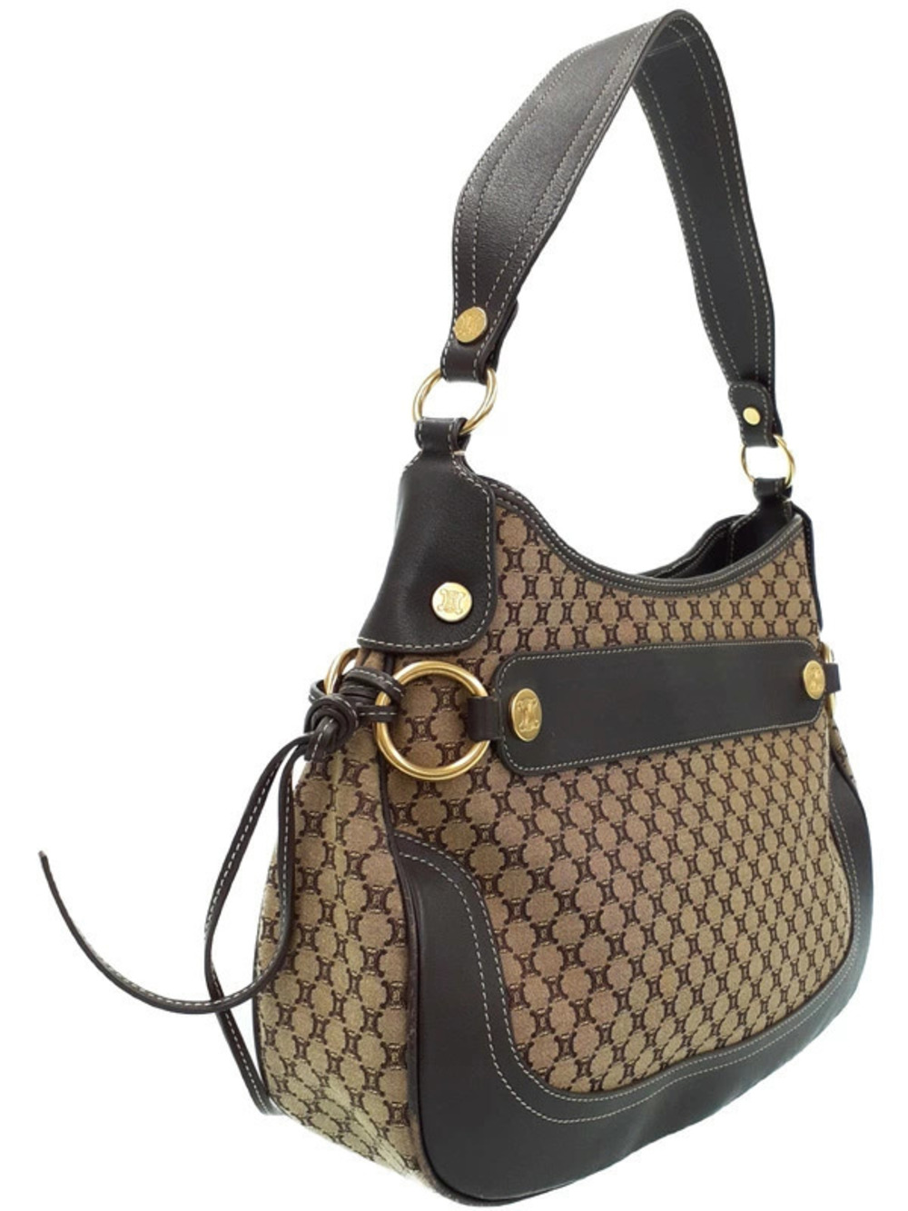 Celine Bag Shoulder Leather Macadam Brown